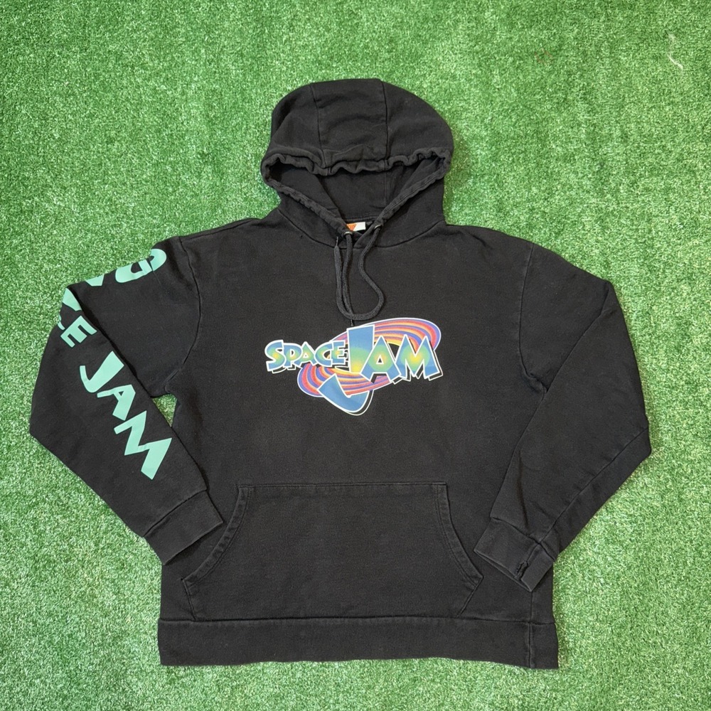 SPACE JAM Hoodie‎ Black Pullover Size Medium